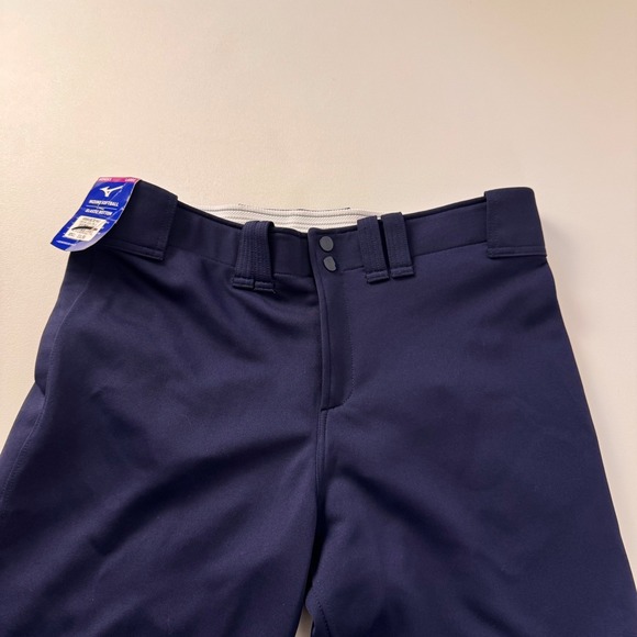 Mizuno Softball Belted Pant Women SZ L Navy Blue Elastic Bottom Reinforced Knee - Picture 3 of 16